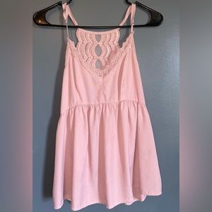 Pink Back Lace Tank Top